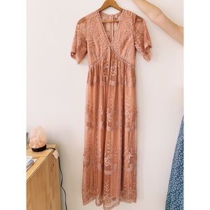 Lulu’s pink lace maxi dress size S